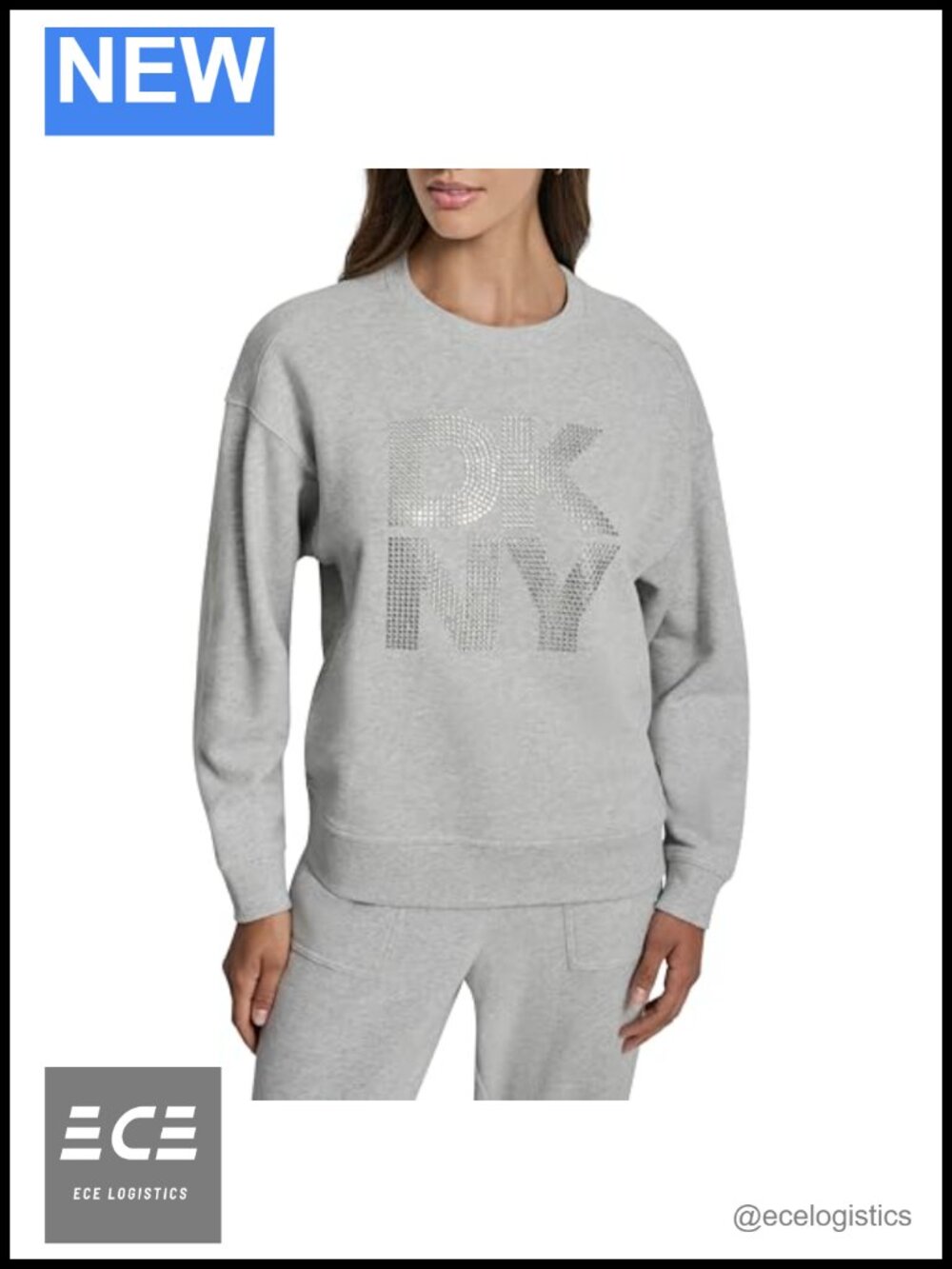 Stacked Embellished Crew Neck Long Sleeve Sweatshirt Pullover